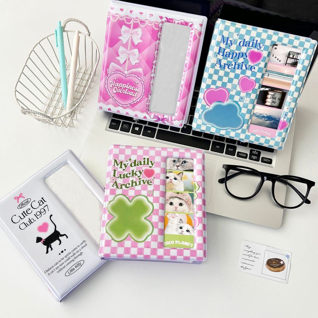 Cartoon Photo Booth Album For 40 Pcs 2x6 Inch 4Cut Stand Up Photo Strips Bookmark 20 Pcs 4x6 4R Phot