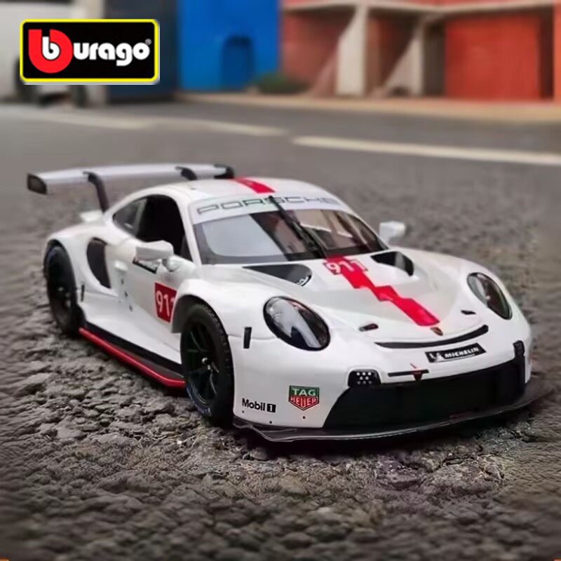 Bburago 1:24 Porsche 911 RSR Alloy Track Racing Car Model ecast Metal Toy Sports Car Model Simulatio