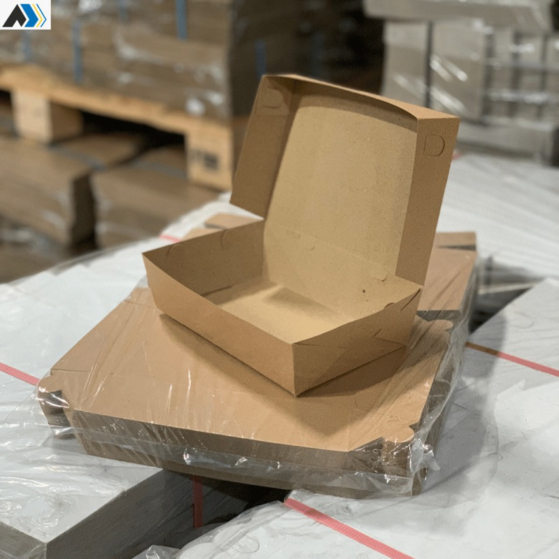 PROMO(100 PCS) Paper Lunch Box Kotak Makan Ukuran 18x11x5 cm (Lunchbox Large) Laminasi Tebal 290 gra