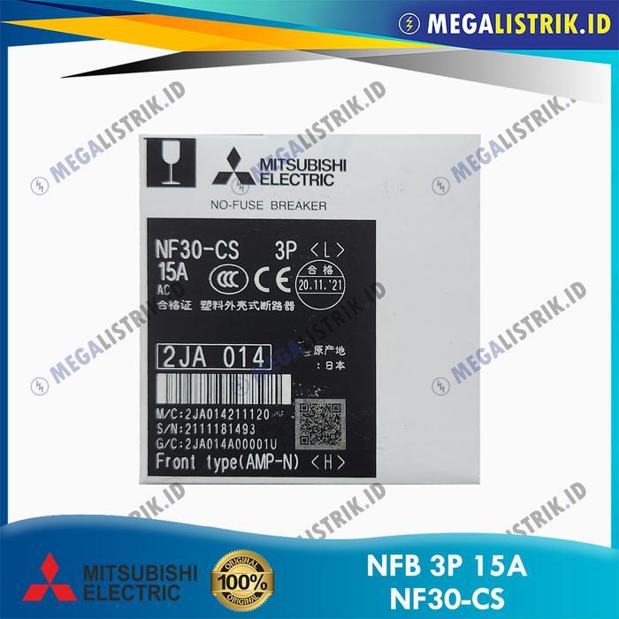 Mitsubishi MCCB 3P 15A NF30-CS / NFB / No Fuse Breaker NF30CS 15 Ampere