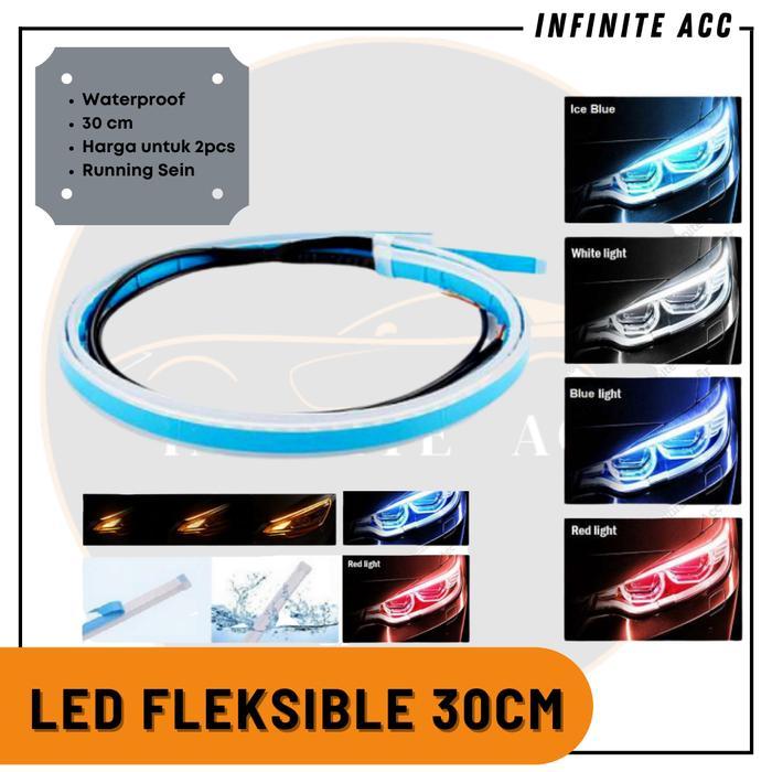 BARU LED DRL Fleksible 30cm Running Sein I Lampu Alis Mobil Waterproof - Putih ASLI