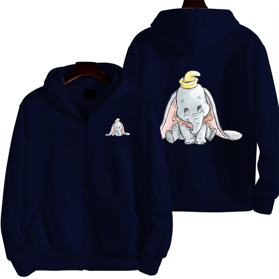 Jaket Dumbo Cartoon Anime Zipper Hoodie Couple Jacket Coat