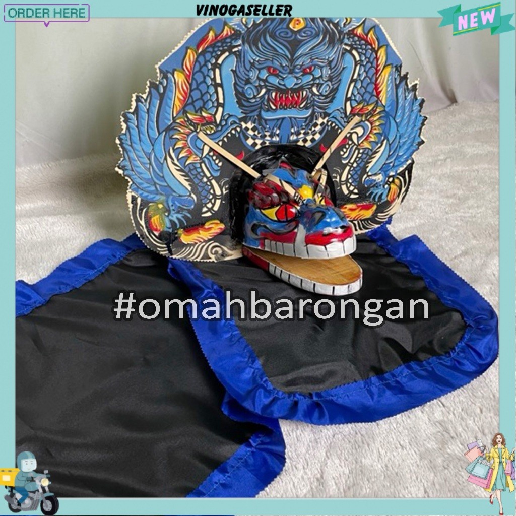 Barongan Devil Biru Spon Ukuran Tanggung Free Kemul Untuk Anak anak