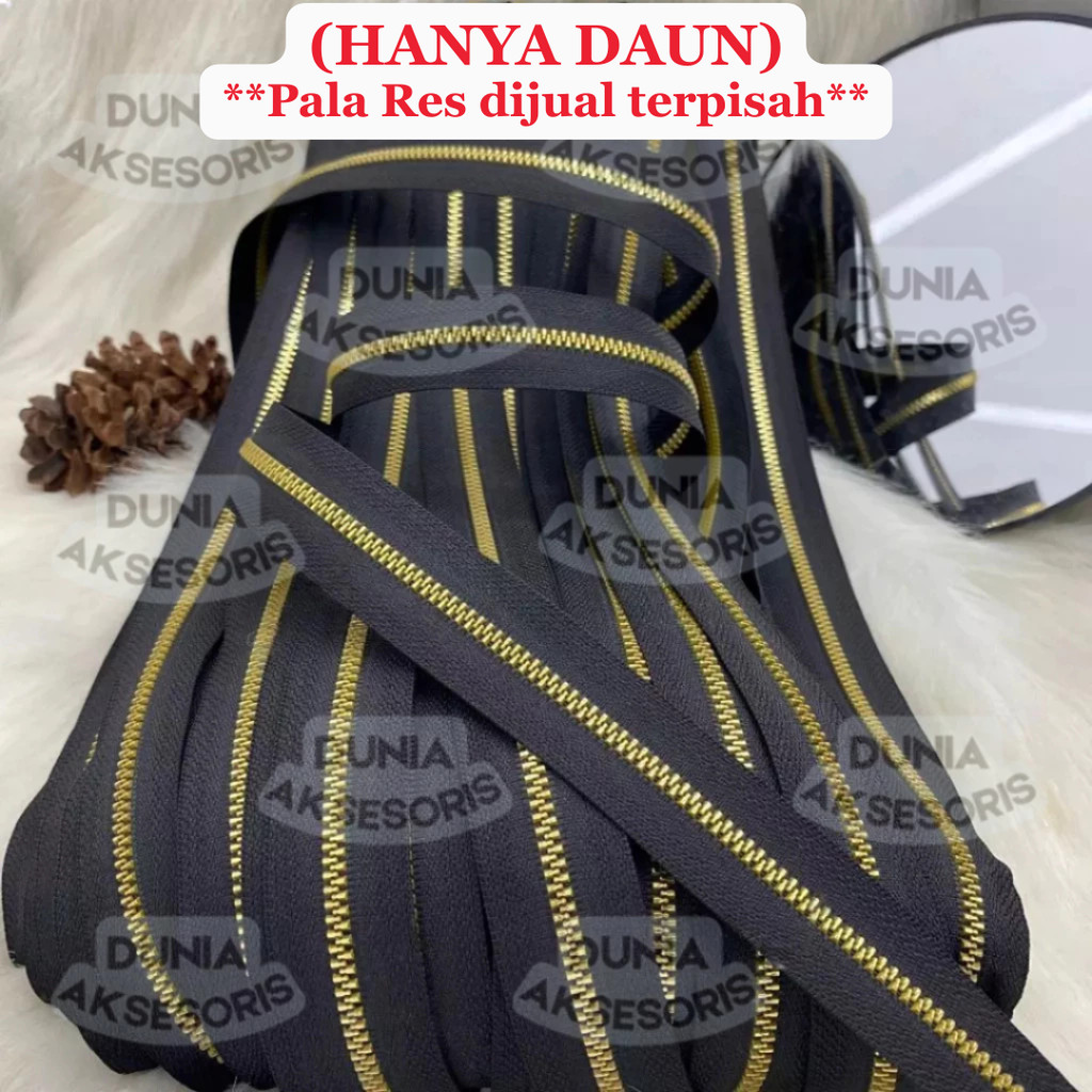 Daun Resleting No. 3 BESI (2 Arah) EMAS MUDA - Aksesoris Tas (IMPORT)