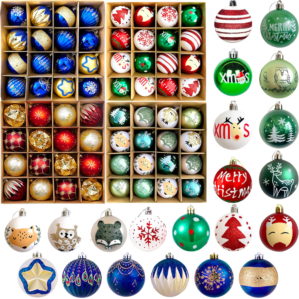 16PCS ristmas Ball Decoration ristmas Tree Ornament Electroplated Plastic Painted Xmas Hanging Tree 