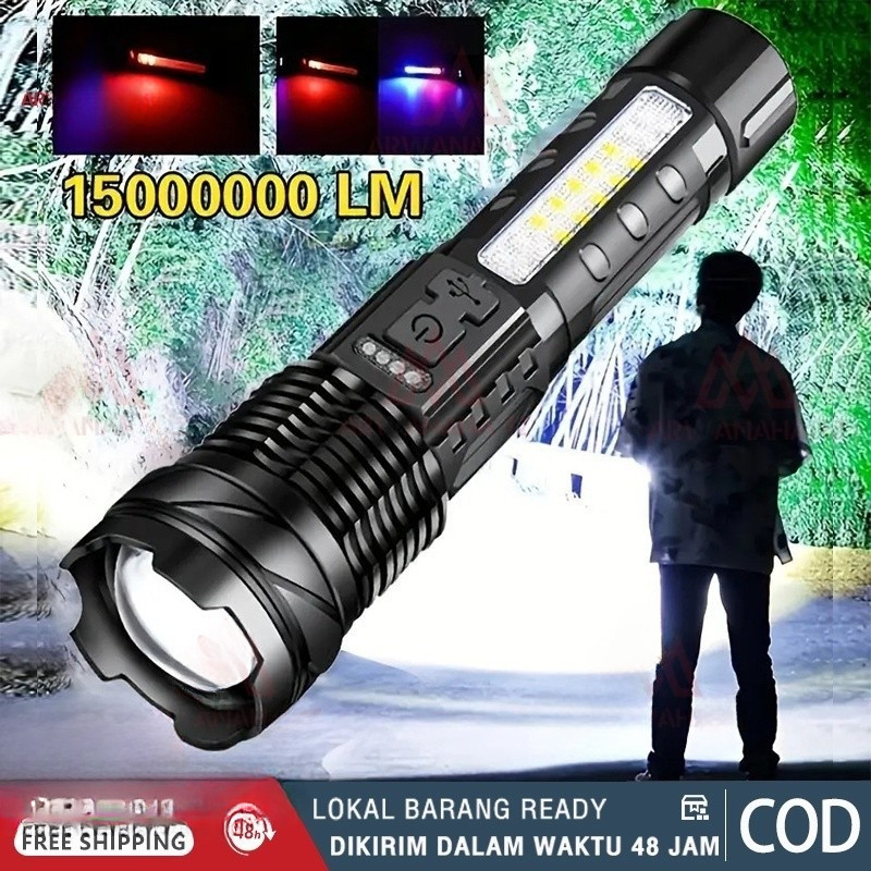 Senter Super Terang XHP50 10000 Lumens Jarak Jauh Waterproof / Senter Super Terang LED Anti Air Sent