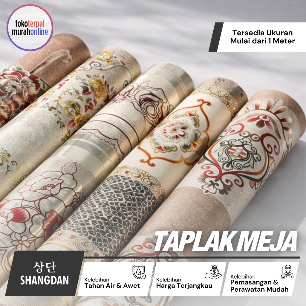 [PER-METER] Taplak Meja Makan PVC Waterproof Aesthetic Lebar 137CMX100CM MERK SHANGDAN