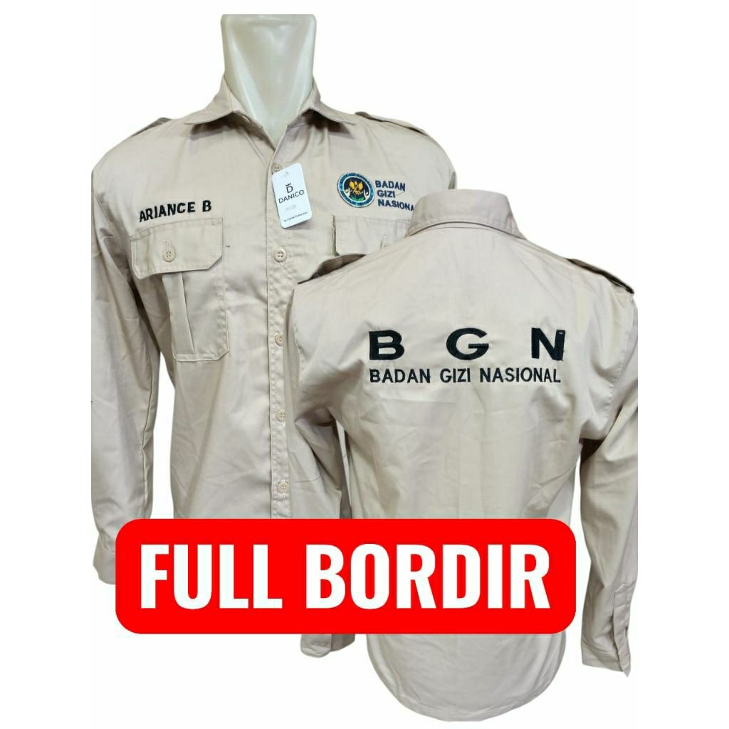 KEMEJA BGN FULL BORDIR TERBARU/ SERAGAM BGN TERBARU CREAM FULL BORDIR/ KEMEJA BGN / SERAGAM BGN
