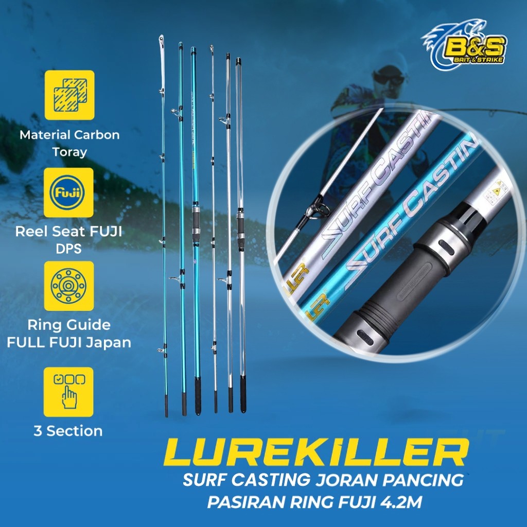 Joran Pancing FUJI Lurekiller SURF CASTING 4.2M Cw 200-400g Joran pasiran Ring Fuji JP030