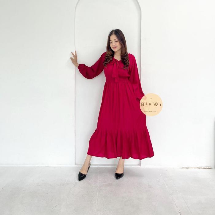 Tiffany Long Dress | Dress Lengan Panjang (TD) Baju Casual - Putih