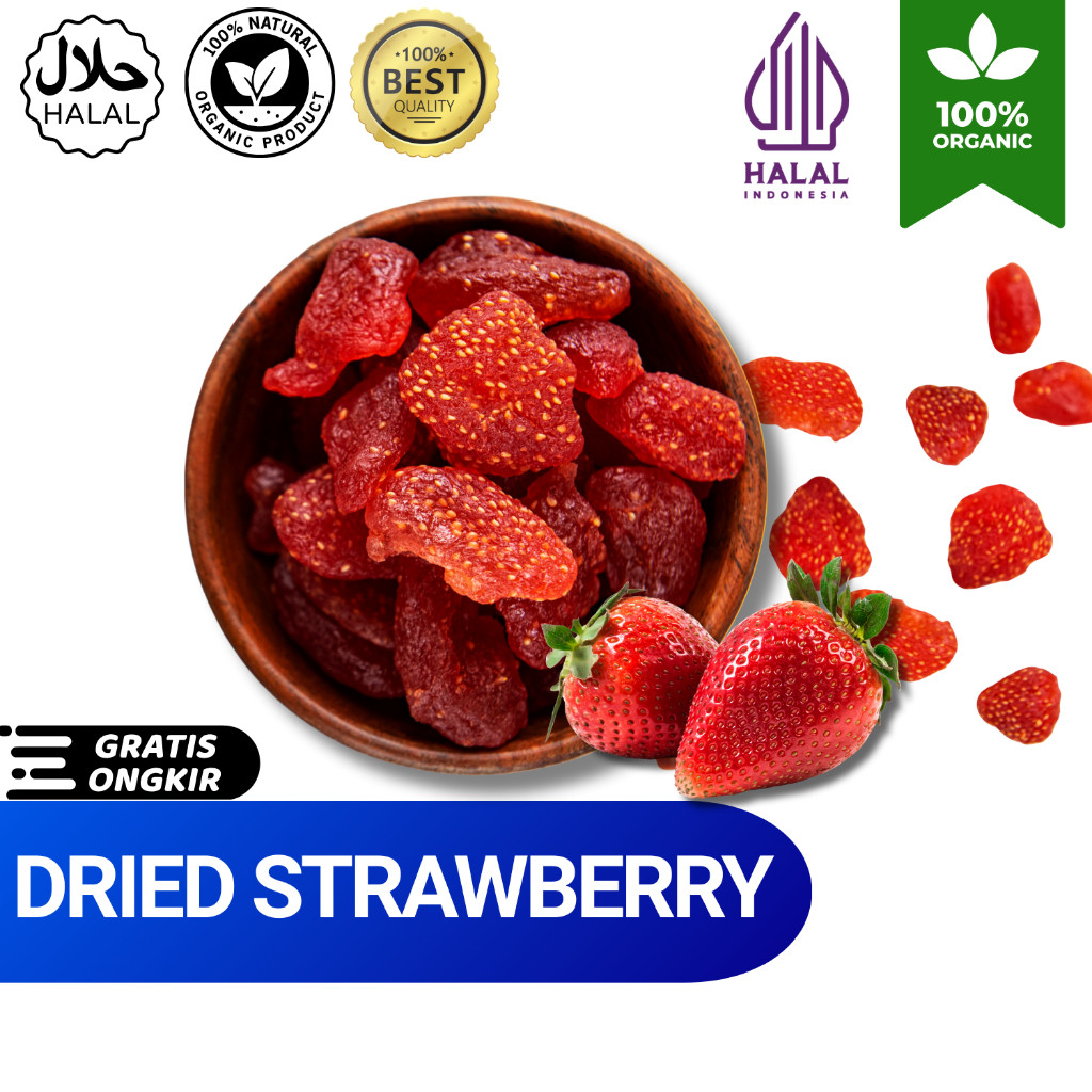 Strawberry Kering 1 Kg Grade A Premium - Dried Strawberry Topping Bakery Dessert - Import