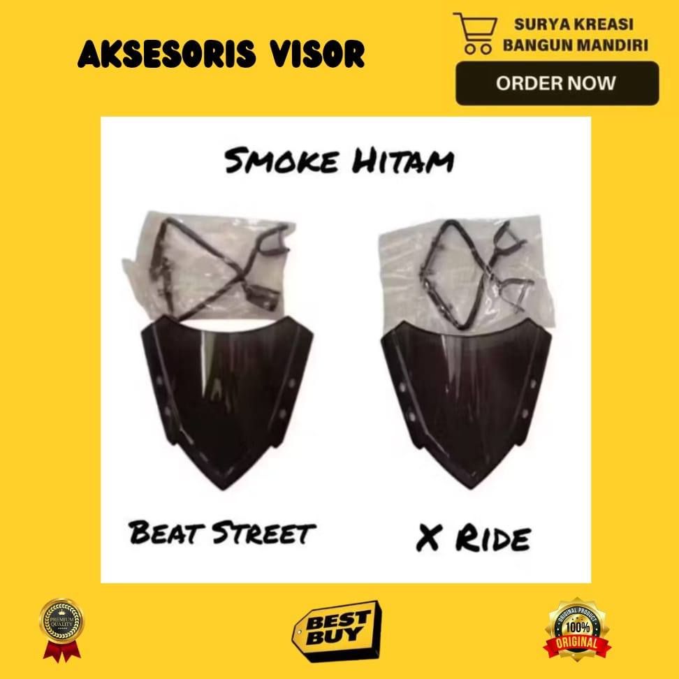 AKSESORIS VISOR WINDSHIELD HONDA BEAT STREET - ASESORIS VISOR X RIDE PLUS BRACKET ANTI PECAH - BREKE