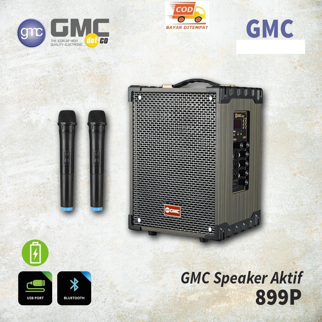 GMC 899P Speaker Bluetooth Free 2 Mic wireless Profesional Karaoke