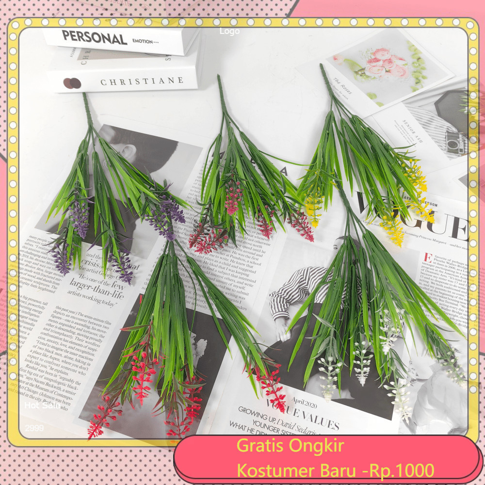 Daun Semak Lavender Tiruan - Bonsai Hias & Dekor Rumah Pesta Meja