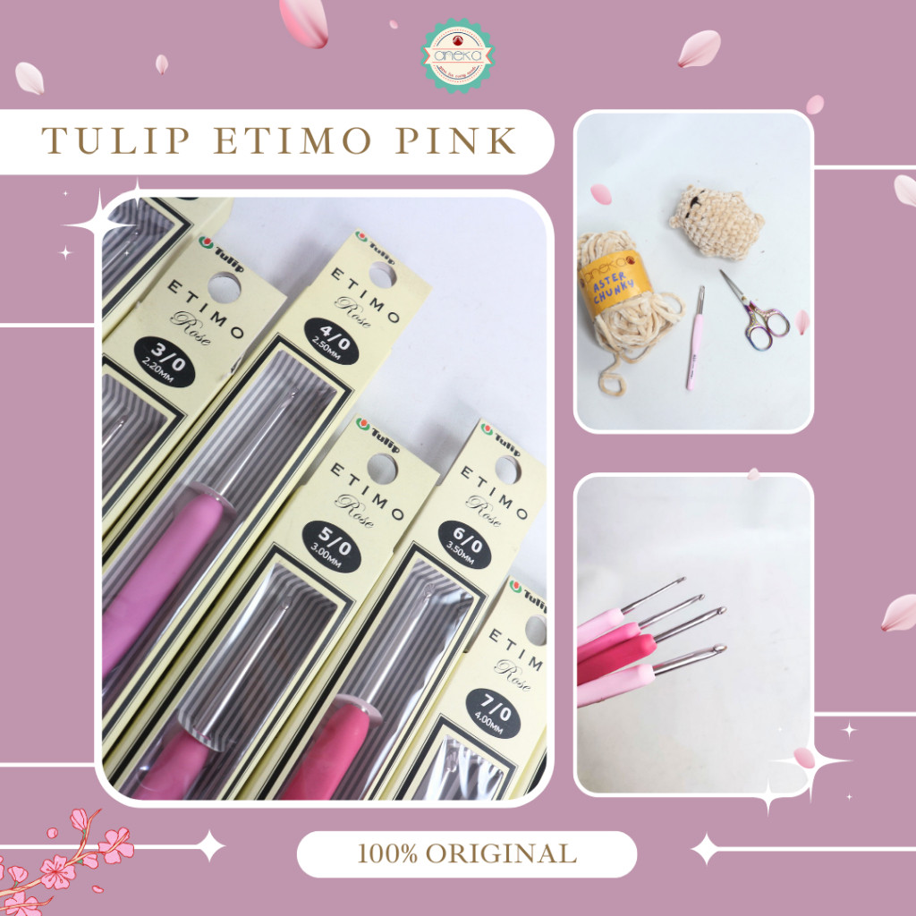 (Macicay) TULIP - Hakpen (Alat/Jarum Rajut) Tulip ETIMO Pink - Silver / ETIMO Rose Crochet Hooks - P