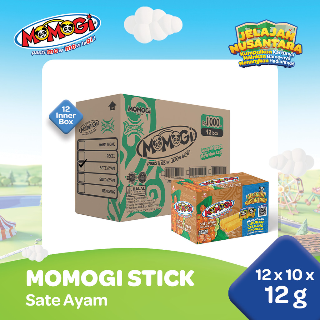 Momogi Stick Sate Ayam 12gr (1 Karton @ 12 Box)