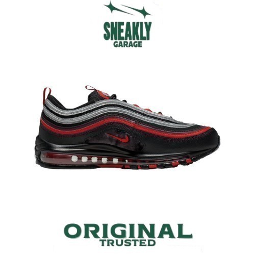 Sepatu Nike Air Max 97 Black University Red Metallic Silver  Sneakers Unisex