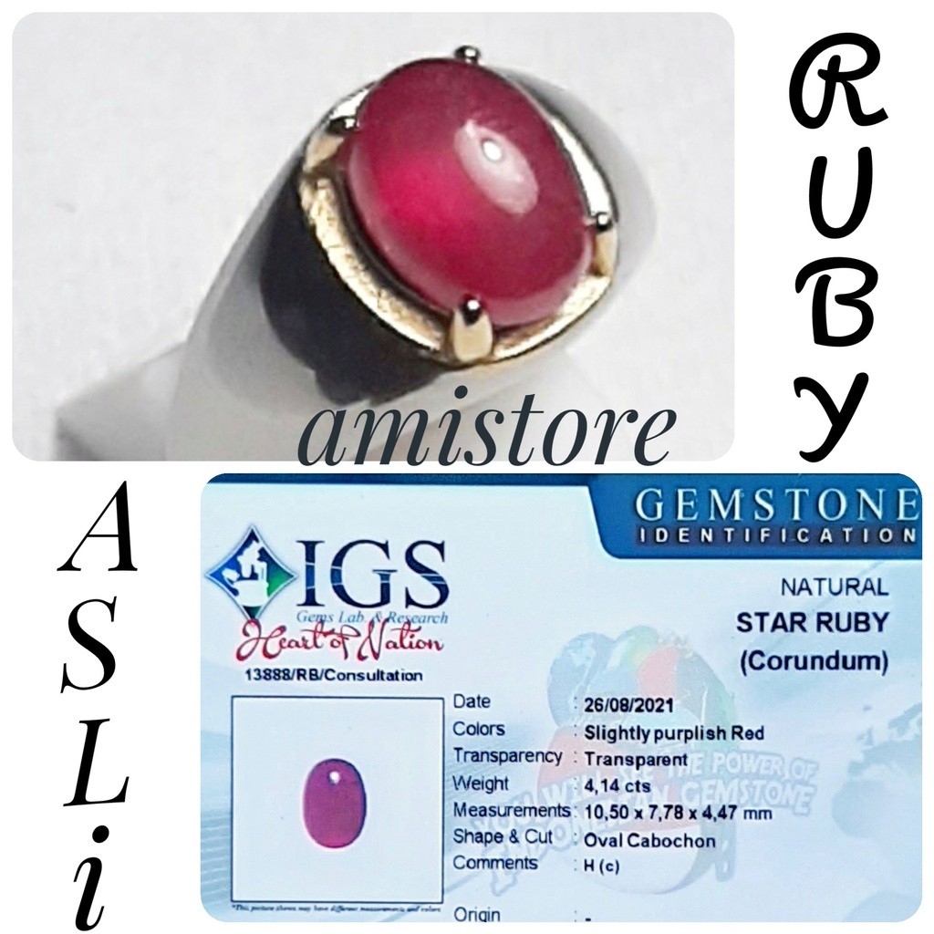 Cincin Batu Ruby Kristal Original Ada Memo