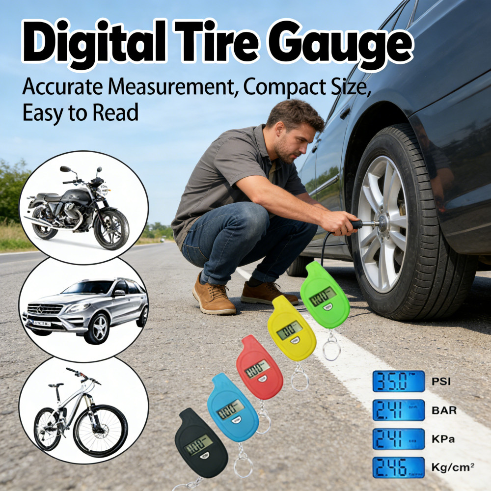 Pengukur Ban Mini Baru Meteran Udara Ban Mobil Alat Tekanan Ban Lcd Digital Tire Pengukur Ban Mobil