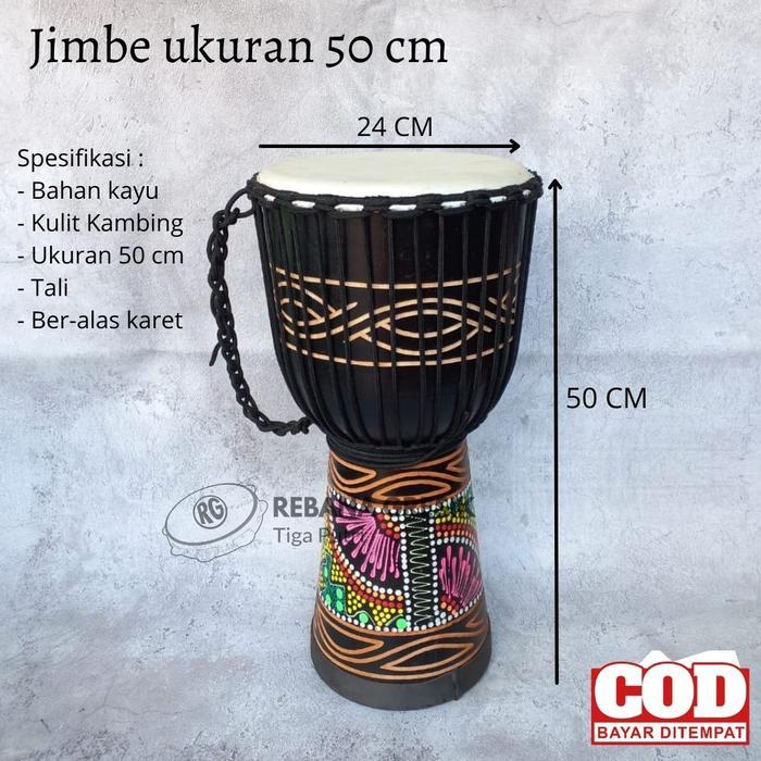 Alat Musik Kendang Gendang Jimbe Tinggi 50cm Jumbo Motif Ukir Promo Be - Jimbe uk 50 cm