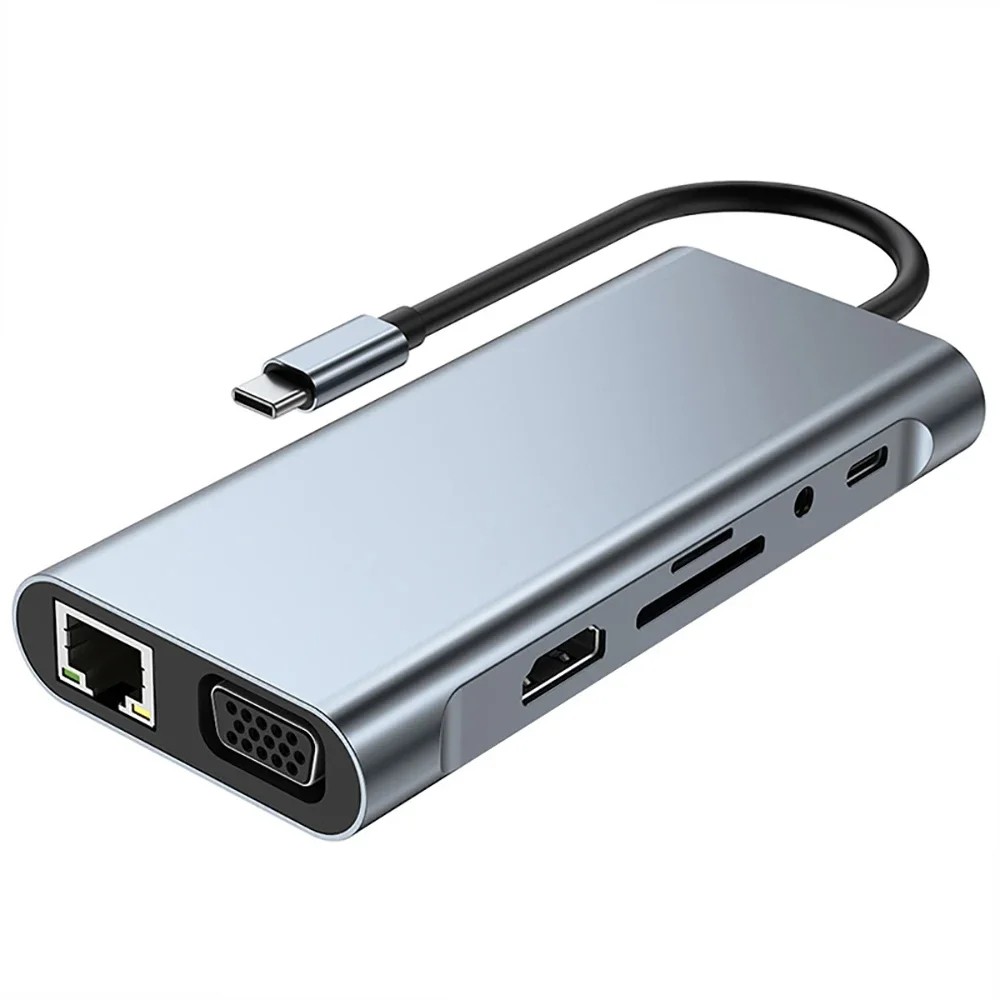 USB C HUB, USB C Adapter Dongle with 4K HDMIVGAType C PDRJ45 SDTF Card Reader For MacBook ProAir M1 