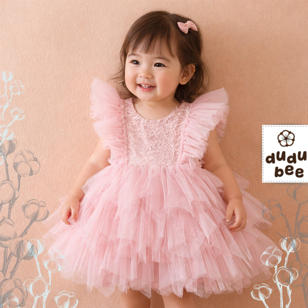 Dress Pesta Aqiqah Gaun Ulang Tahun Bayi Anak perempuan AVALACE Import Mewah Model Korea