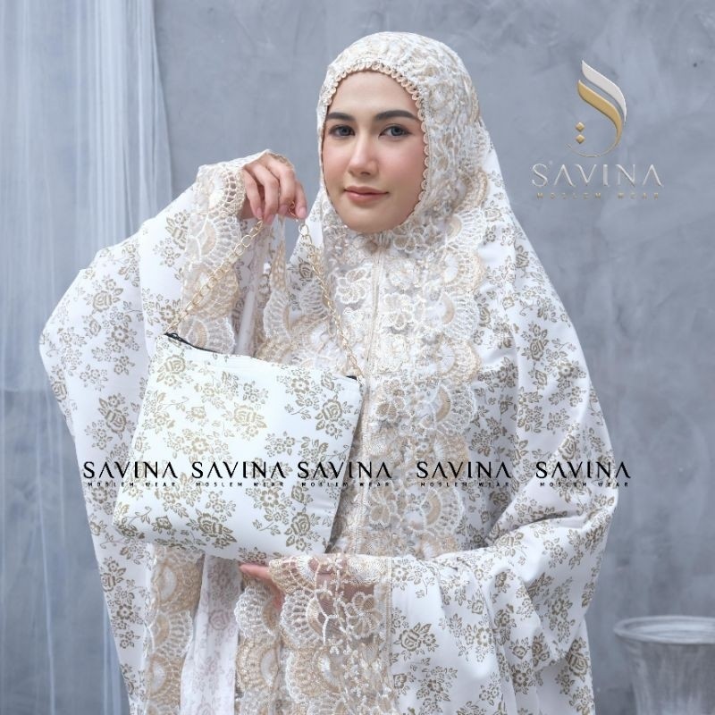 Savina - Mukena Falisha Dewasa 2in1 Katun Foil Jumbo Renda Mewah
