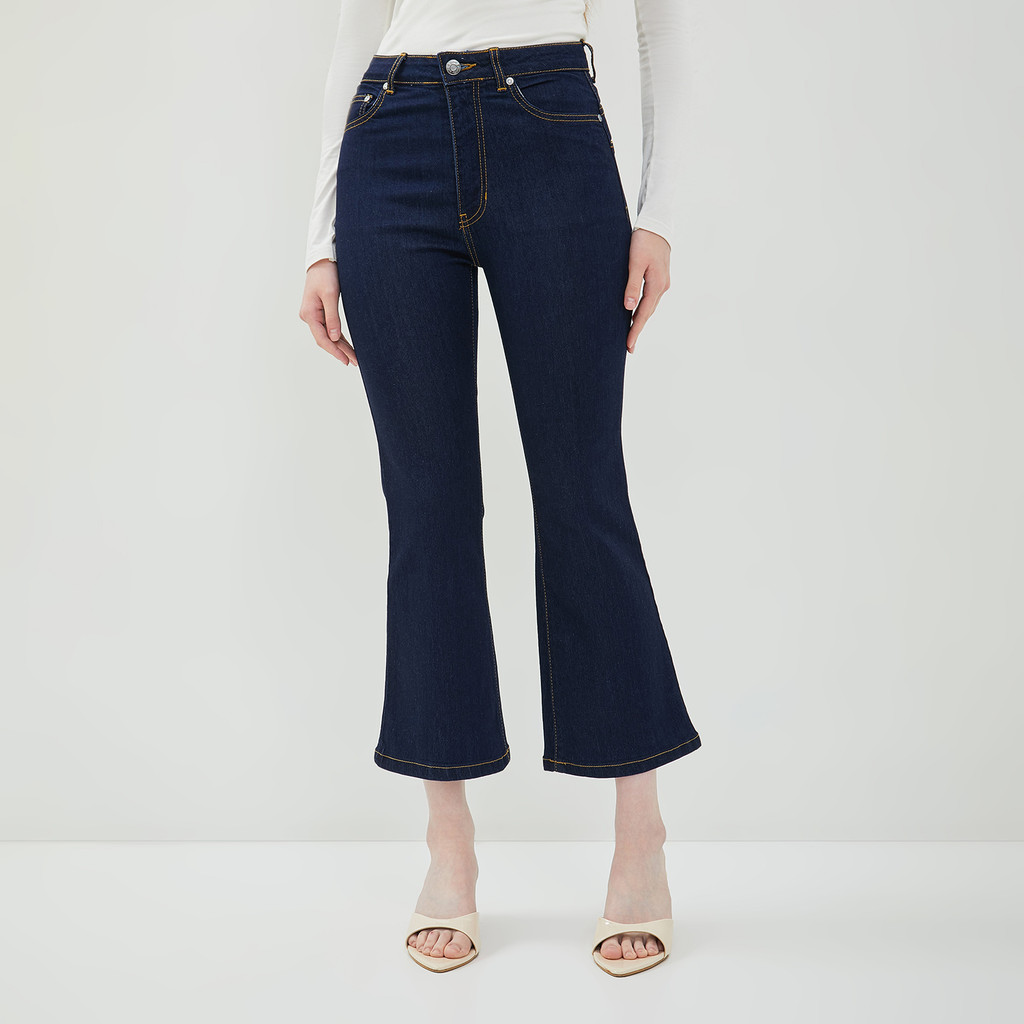 DUST Celana Cropped Cutbray Jeans Arunala Dark Blue Comfease (D.3841)