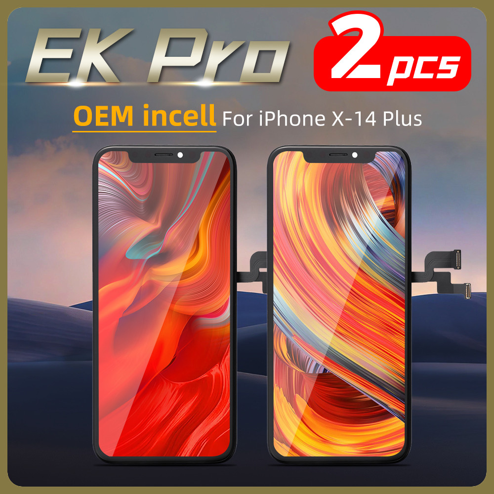 2Pcs EK Pro incell For iPhone X XR XS MAX 11 12 14 14 Plus 13 Pro Max RJ TM LCD splay Tou Screen git