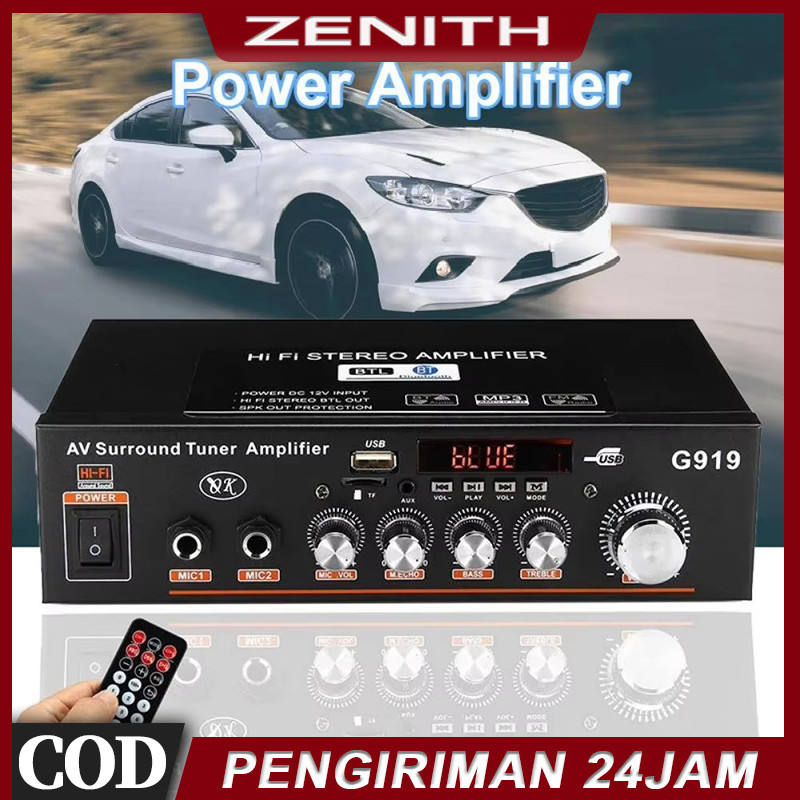 G919 Mini Amplifier Bluetooth 5.0 HiFi 12V/220V FM SD 2 Channel 800W