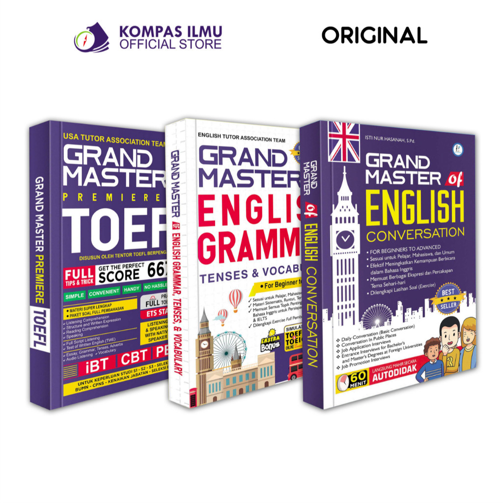 Buku TOEFL Terlengkap Grand Master Premiere TOEFL TOEIC Standar ETS (Educational Testing Service) - 