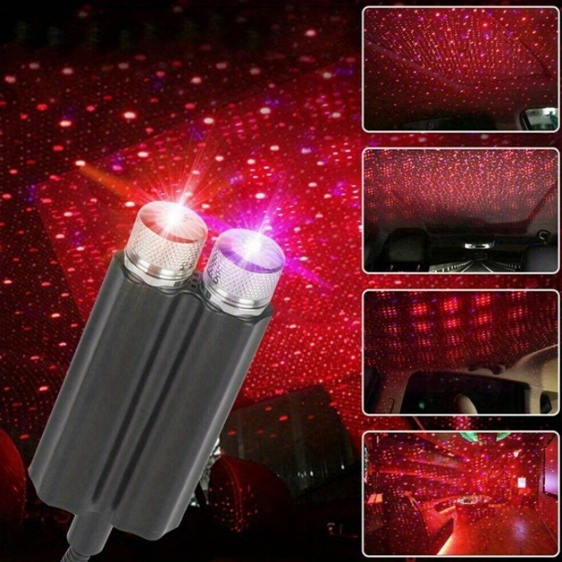 Lampu Atmosfer Atap Mobil Universal Motif Bintang Bertabur, Soket USB, Lampu LED Atmosfer Atap Mobil
