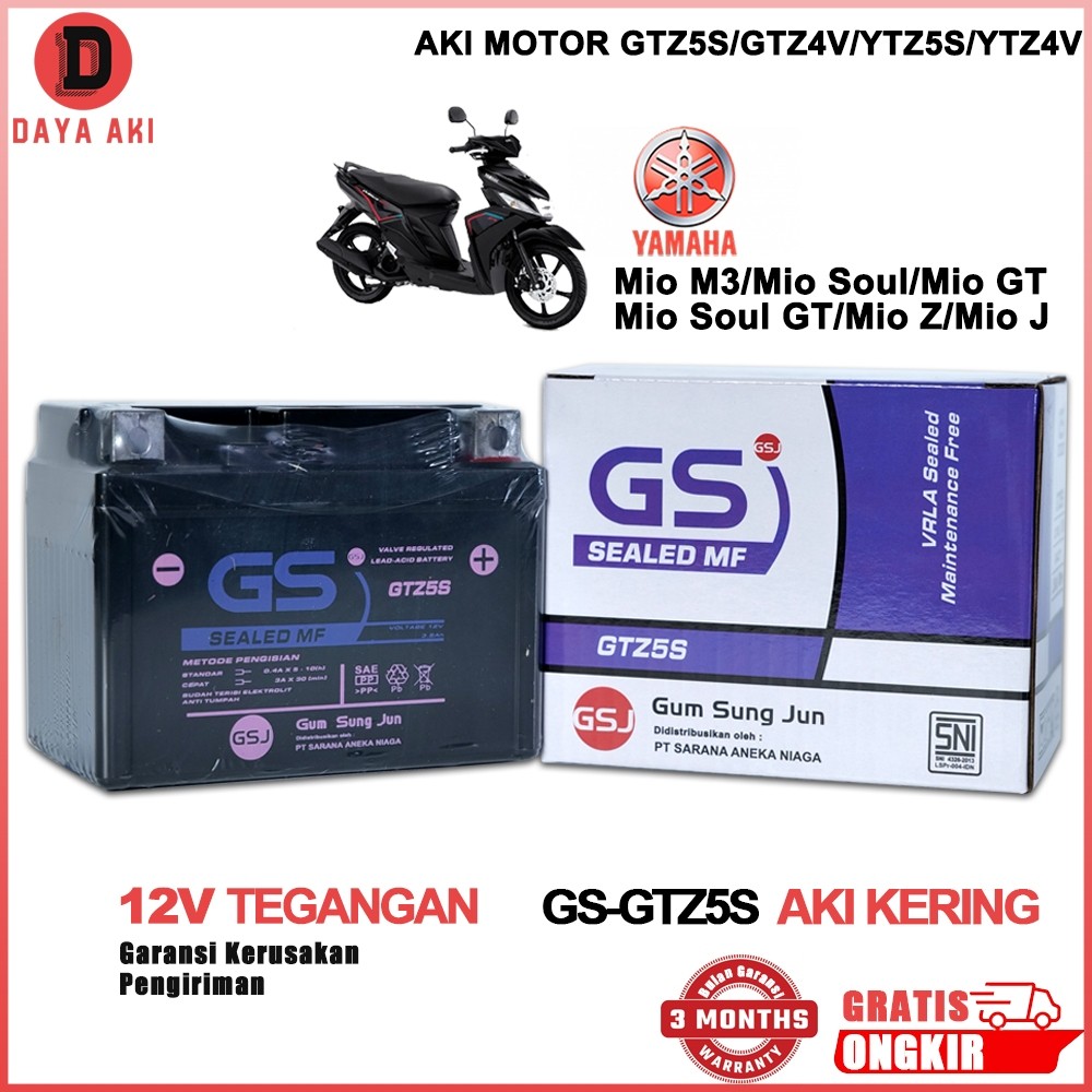 ALIANSHOP Aki Motor Yamaha GTZ5S Mio Soul Mio Soul GT Mio M3 Mio J Mio GT Accu Kering MF Kering / Ac