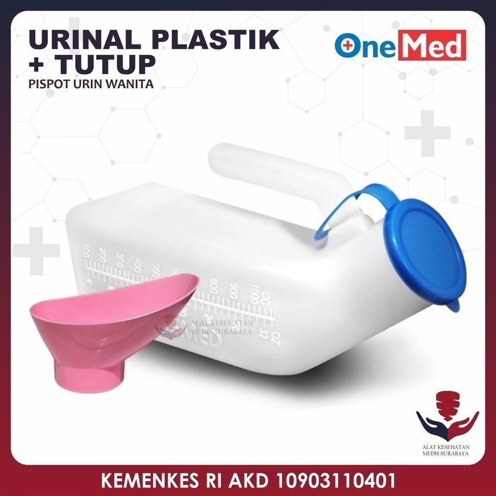 Onemed Pispot Urinal Perempuan dengan Tutup Tempat Buang Air Kecil Dewasa Wadah Pipis Kencing Urin P