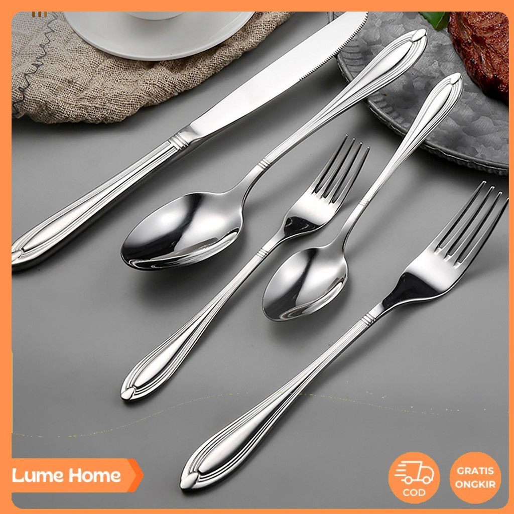 Sendok Stainless Steel / Sendok Makan Korea / Sendok Gold Emas / Sendok Garpu Stainless Steel Tebal 