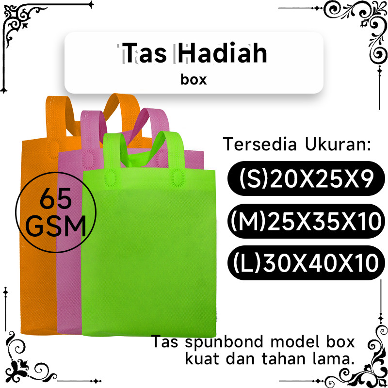 1 LUSIN (12 pcs) • TAS KOTAK SPUNBOND 20x25x9, 25x35x10, 30x40x10 • Model Box Handle Polos • Spunbon