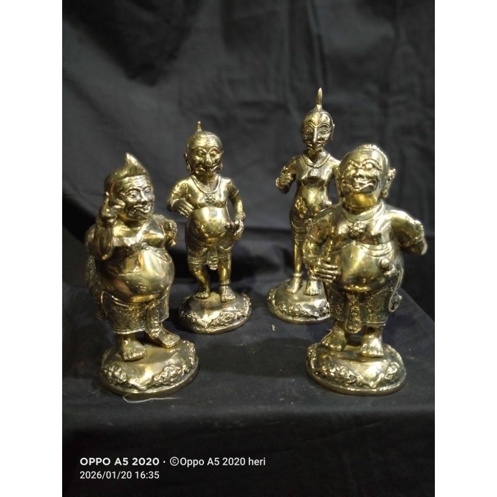 PAJANGAN HADIAH DEKORASI PATUNG PUNOKAWAN KUNING BAHAN ASLI KUNINGAN