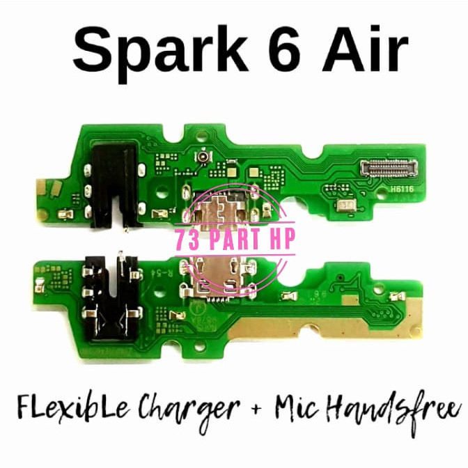 Papan Konektor Charger  Cas Tecno Spark 6 Air /  nector Cas Cassan Cass