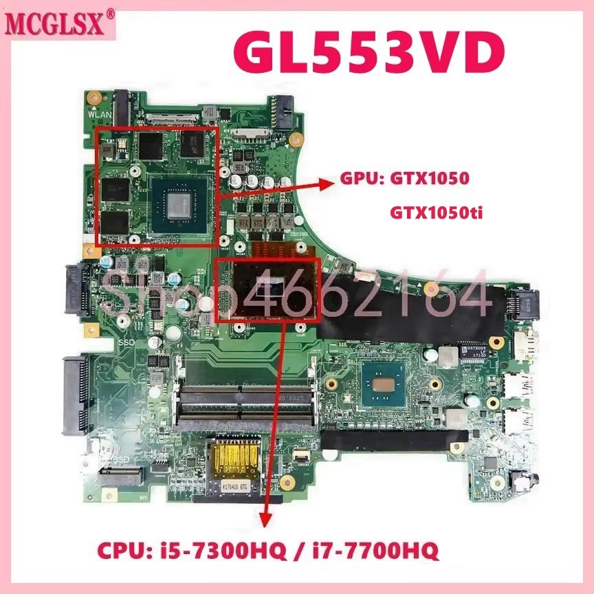 GL553VD i5/i7-7th Gen CPU GTX1050 GPU Mainboard For Asus GL553VD GL553VE FX553V FX553VE FX53V FX53VD