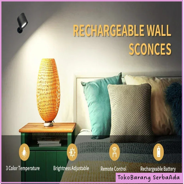 MESGET Lampu Baca Magnetik Wireless Led Spotlight Rechargeable 1800mAh - JG001