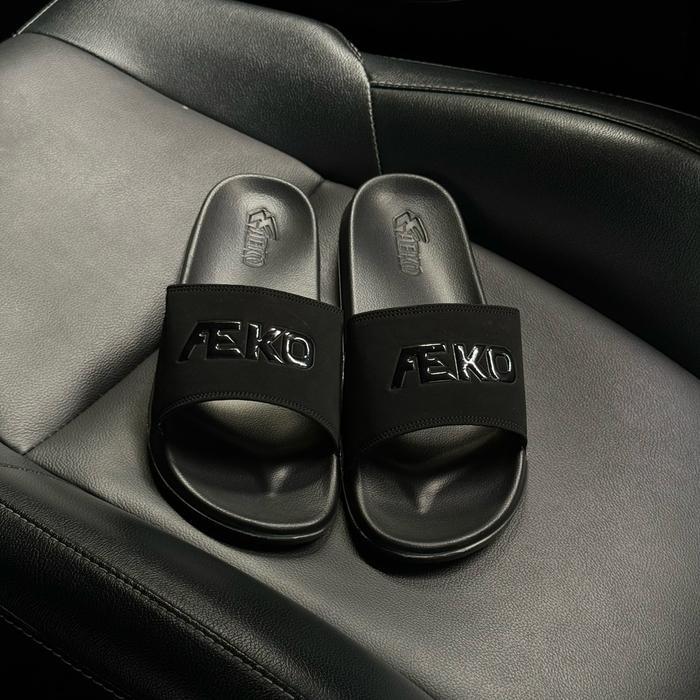 Sendal Slide Aeko Tato Couple Pria Wanita Lokal made in indonesia - Slide tato fullblack, 36