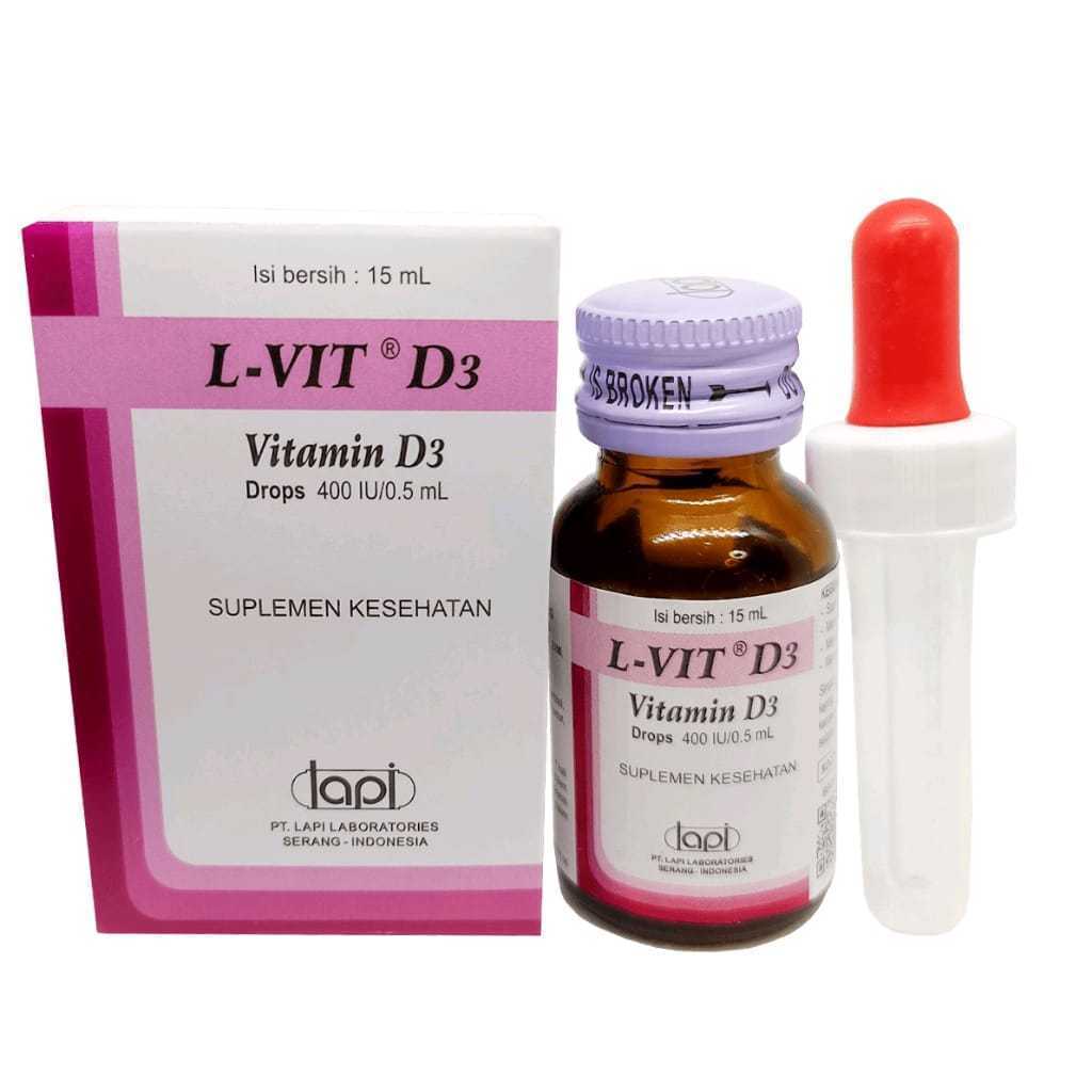 L-VIT D3 DROPS BAYI BOTOL 15 ML Vitamin D3 Drops untuk bayi Vitamin Tulang dan Tumbuh Gigi Vitamin D