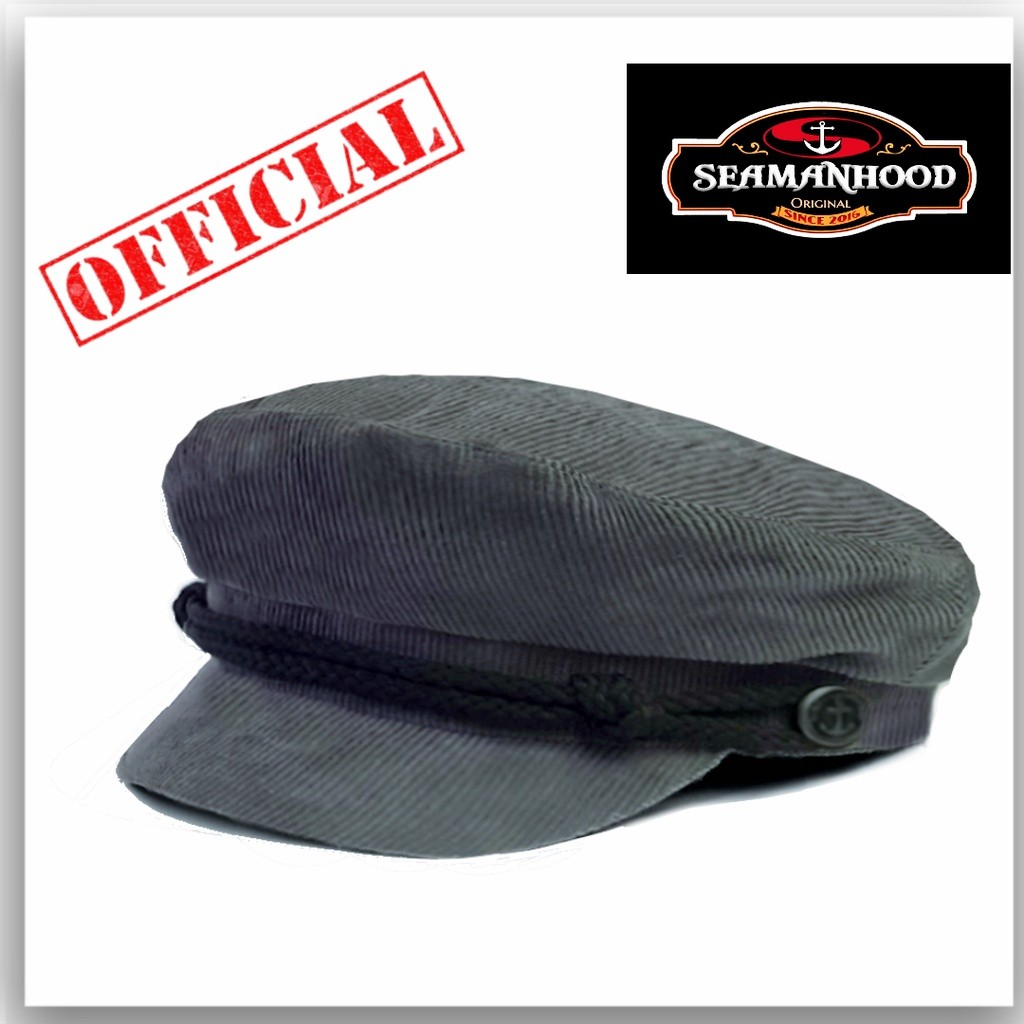 Original Topi Fisherman / Fiddler Cap/ Topi Captain/ Topi Sailor/Topi Pelaut Corduroy Grey polos