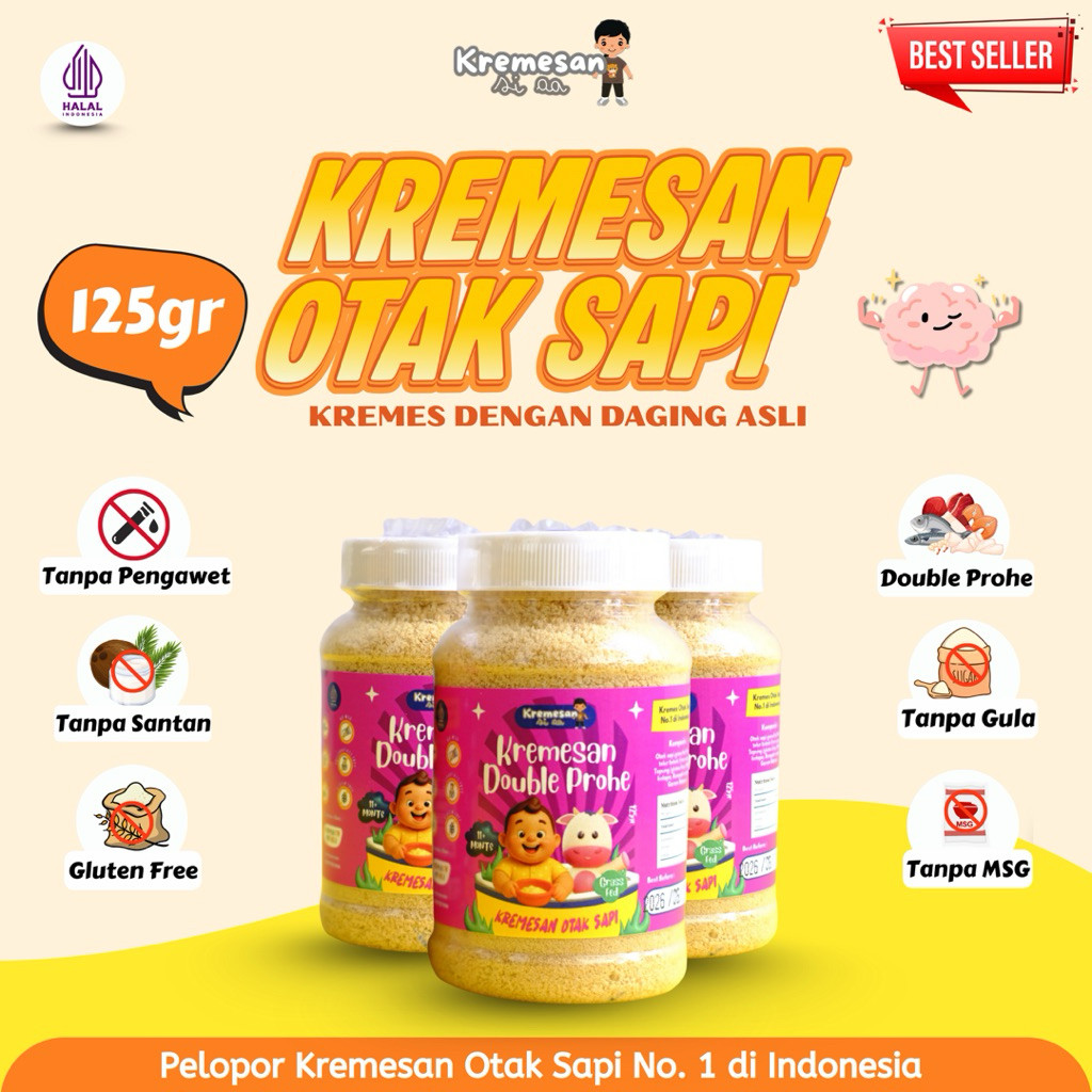 Kremesan Otak Sapi Grassfed by Momacy Renyah Gurih Tanpa MSG Glutenfree BB Booster Kremes Double Pro