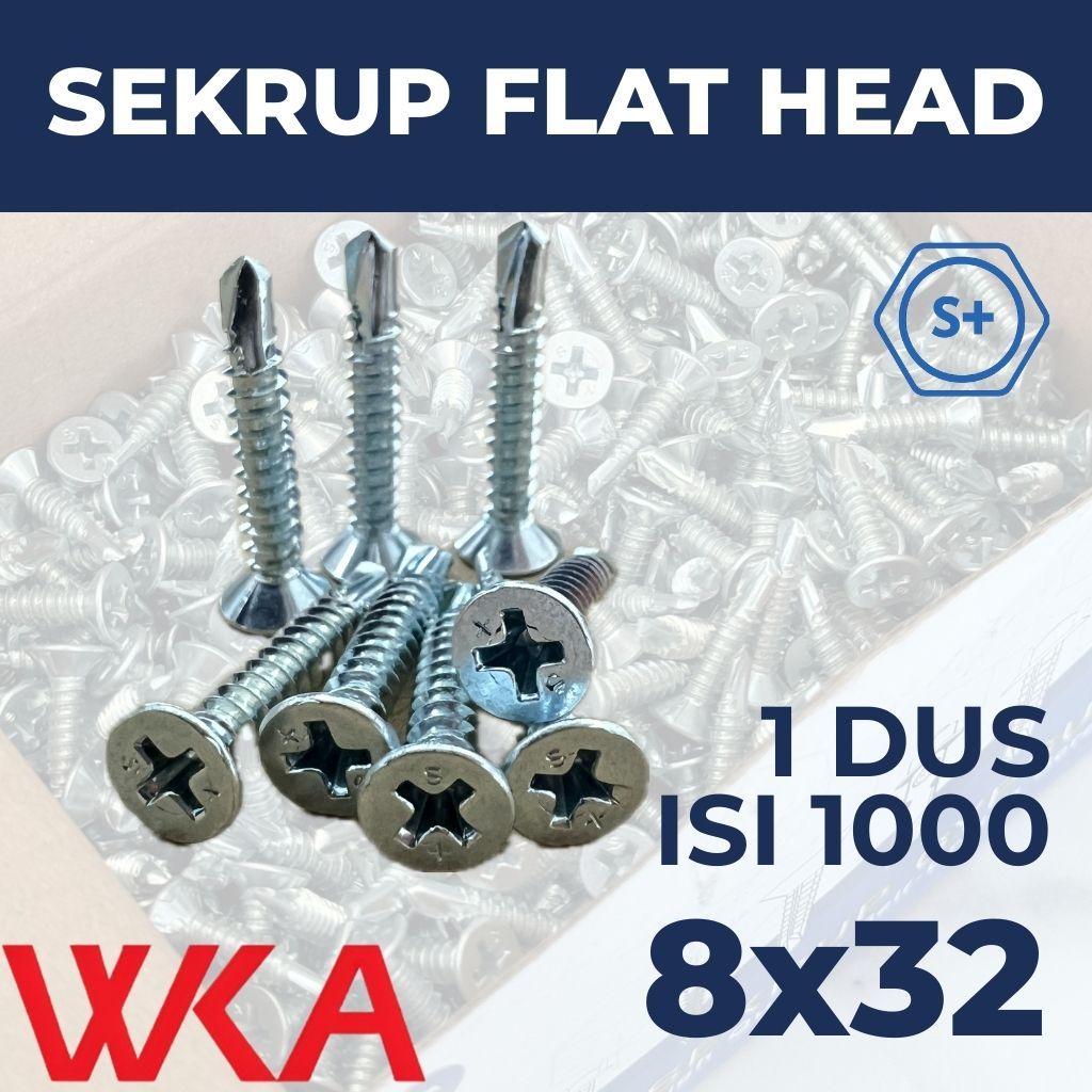 Sekrup Flat Head 3.2cm 8X32 (1 Dus Isi 1000 PCS) - SDS FH / SEKRUP GRC / Sekrup Plafon / Sekrup Holo