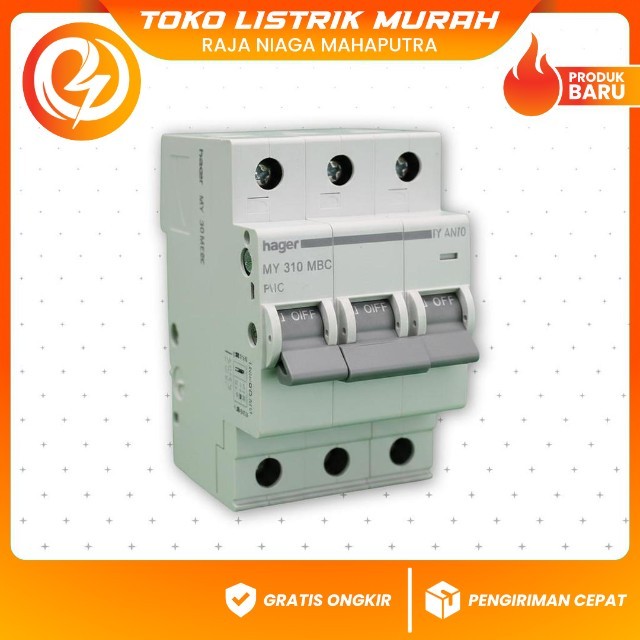 MCB 3 Phase 10 Ampere Hager Original – Miniature Circuit Breaker Aman & Berkualitas