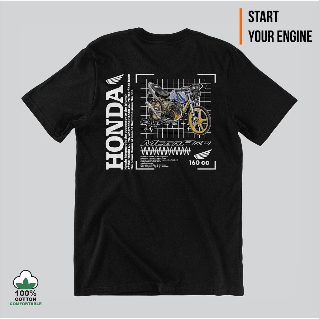 KAOS MOTOR HONDA MEGAPRO MP KAOS HONDA CB GL MP TIGER RX KING KAOS MOTOR CLASSIC T-SHIRT CODE ENGINE