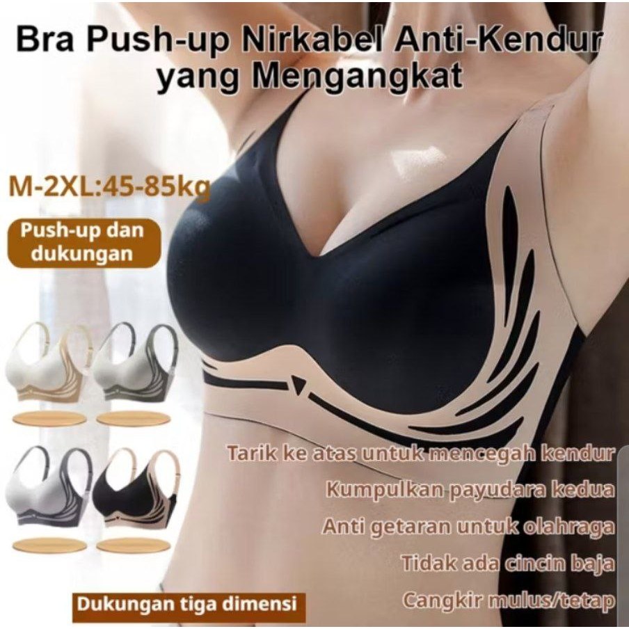 BH Barang kedua setengah harga Lifting Anti-Sagging Wireless Push-Up Bra Tahan Benturan Lari Pakaian