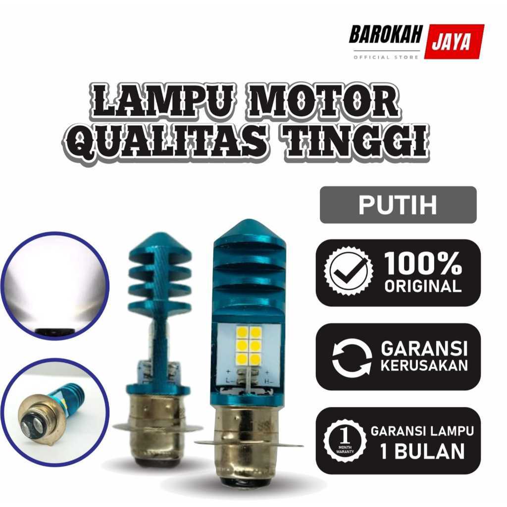 majujayaautotools LED H6 2 SISI ASLI ORI Lampu Utama Halogen depan 12Titik Mata Putih Kuning Ice Blu