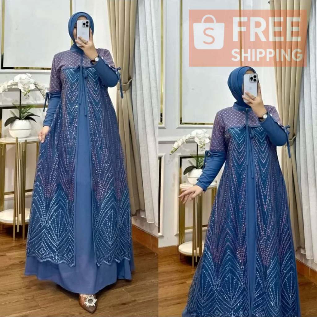 Gamis Pesta Model Terbaru 2025 Vina Dress Baju Gamis Brokat Kondangan Mewah Eleganpakaian wanita lai